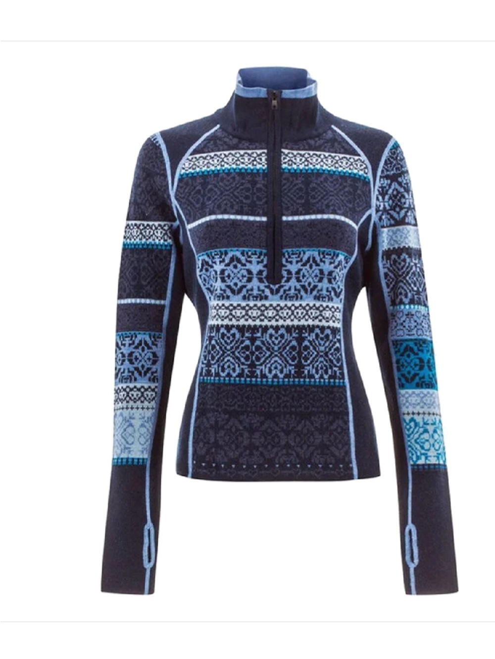 Icelandic Designs Half-Zip Nordic Ski Jacket in Navy and Light Blue
